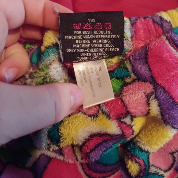 Fancy Girlz | Retro Style Flower Power Plush Flare Pajama Pants Bottoms L Large - Picture 6 of 7